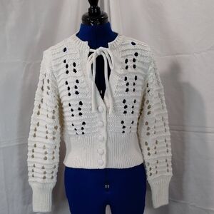 Zara Cream Knit Cardigan with Button Front